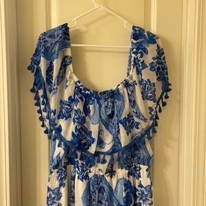 Fashion Nova 2X off the shoulder Blue Dress